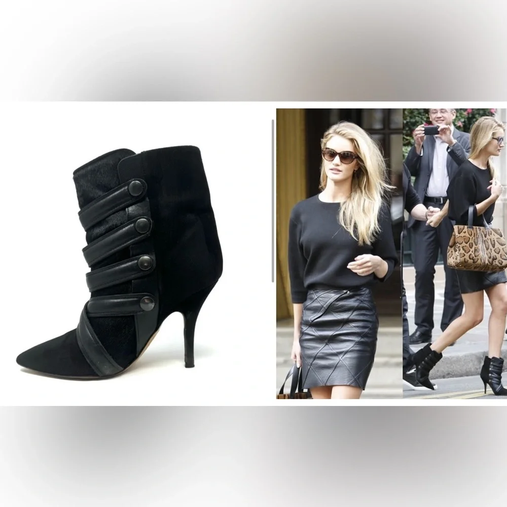 Isabel Marant Taylor Buckle Boots – Black Suede & Leather, Size 7 | 37